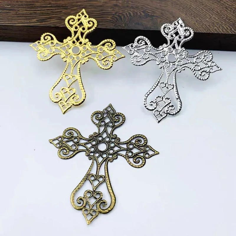 

100pcs Metal Hollow Cross Sword Flower Film Beads For Sewing Cosplay Craft Bride Ancient Costume Hair Headwear Bag Clothes