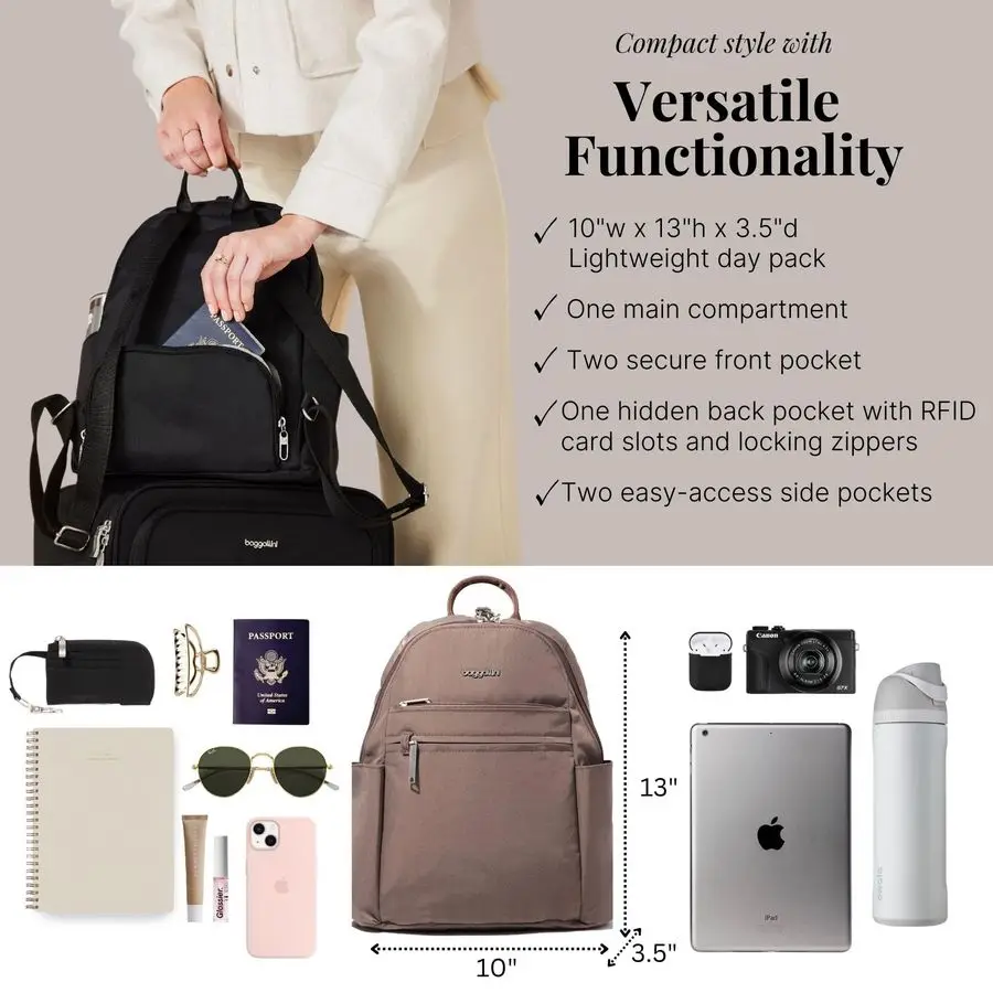 Zaino da viaggio antifurto per le vacanze Zaino da viaggio in nylon resistente agli taglienti 10x13 con RFID, Portobello