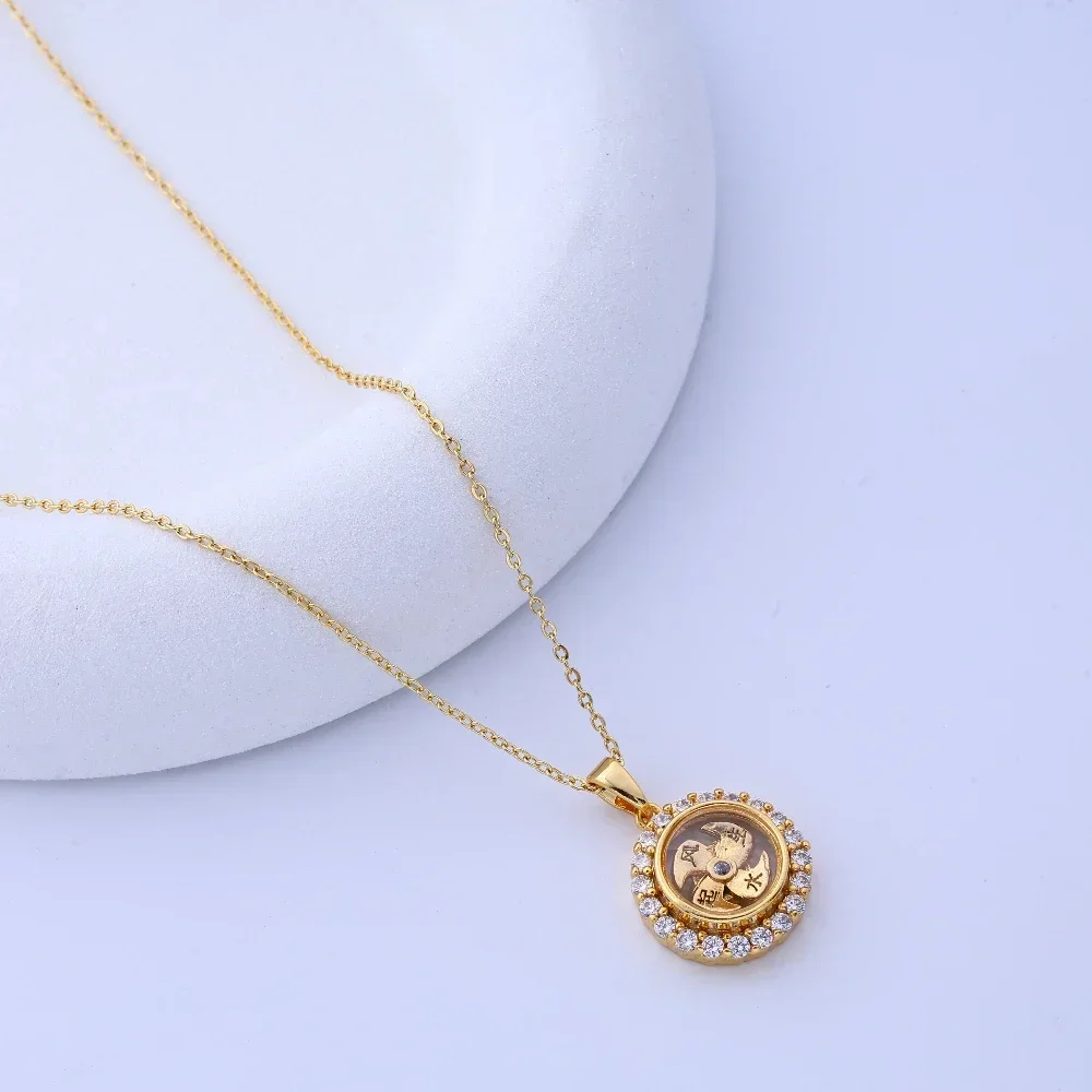ヴィンテージ風ダイヤモンド象嵌回転ネックレス |   エレガントな装飾のためのユニセックスジュエリーペンダント