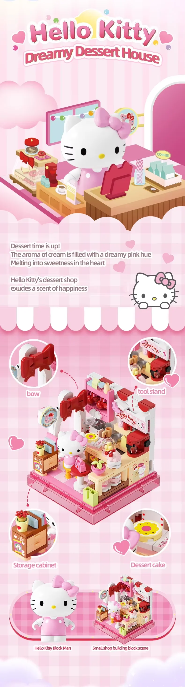 AREA-X Sanrio-Serie Architekturmodell-Bausteine MOC Straßenansicht-Spielzeug Kuromi Hellokitty Heimdekoration Geburtstagsgeschenke – Detail 2
