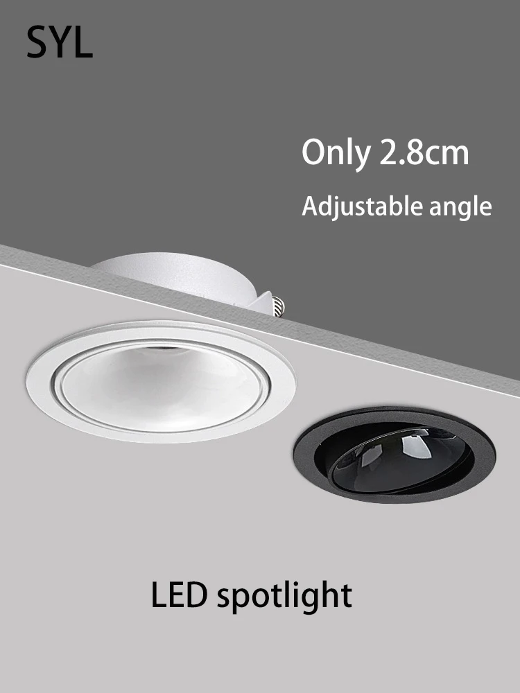 

Ultra Thin Spot Light LED Embedded Spotlights Anti Glare Ceiling Lamp Adjustable Angle Round Slim 5W 7W White Black For Home