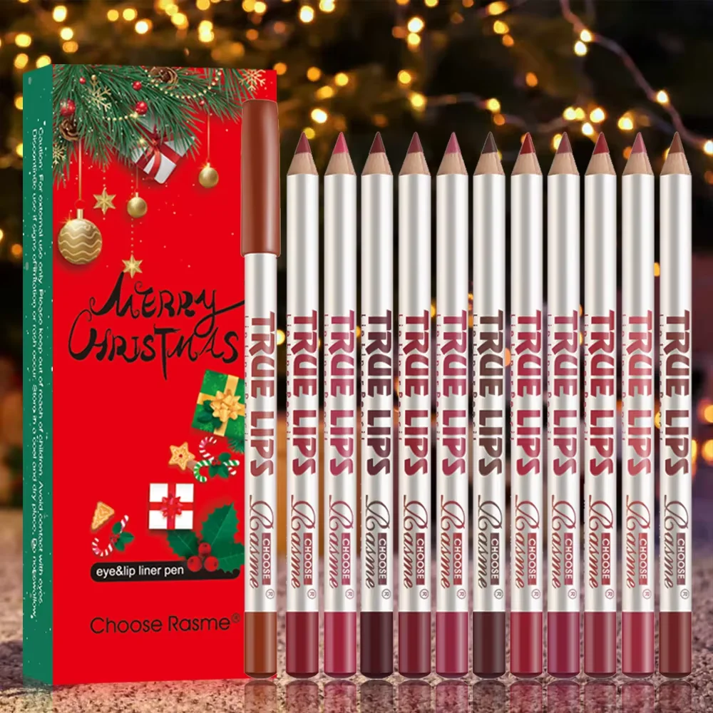 Conjunto de lápis labial fosco de Natal de 12 cores Vintage durável à prova d'água fácil de aplicar maquiagem labial com display colorido