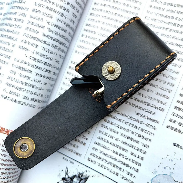 Blongk Leather Folding Glasses Box Belt Pack Cowhide Hand-made Foldable Glasses Case Small Waist Bag Men Women PD-ZD