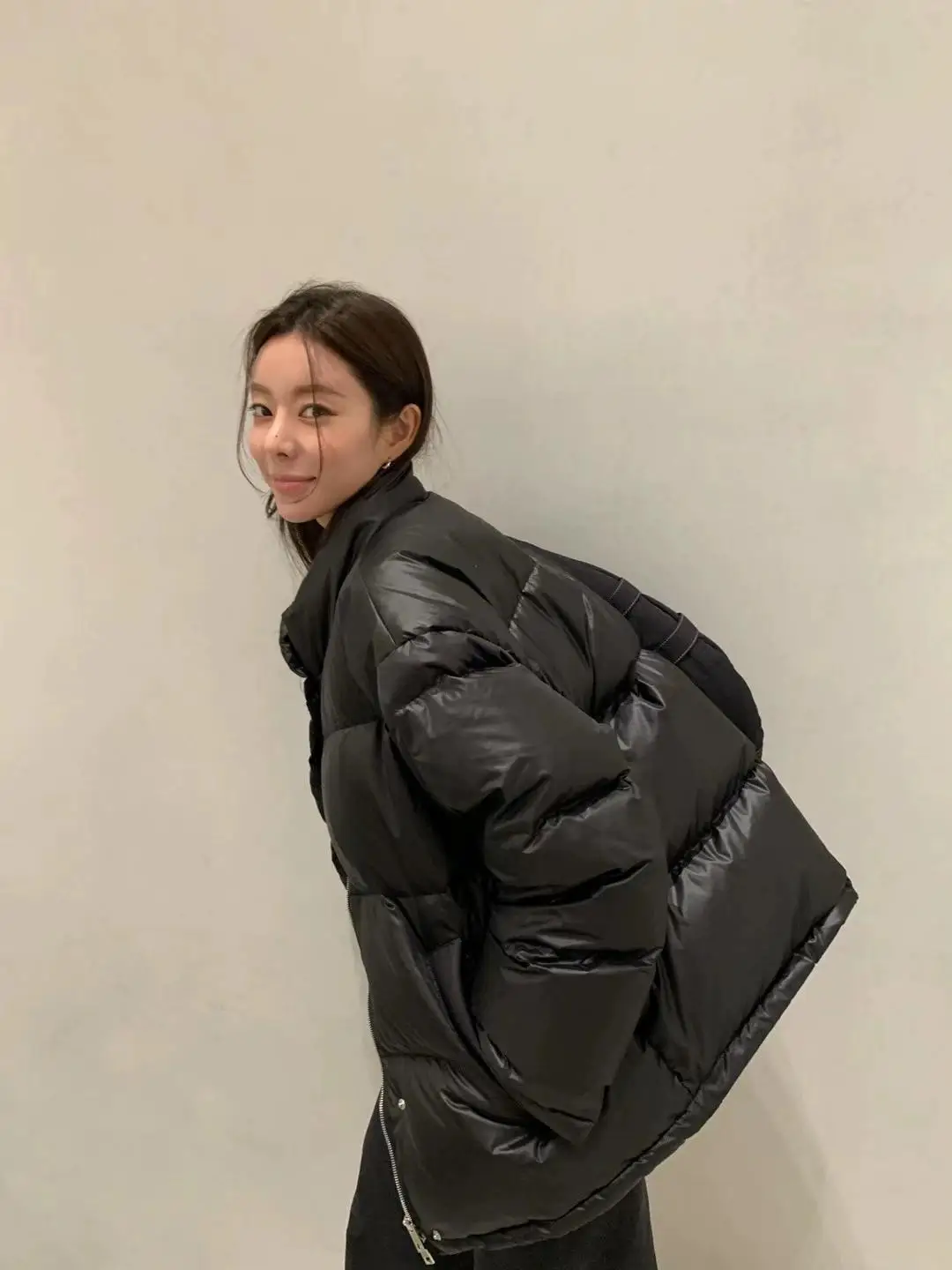 الشتاء أسفل Jaet سطح لامع خفيفة الوزن الدفء مايكرو ضوء معطف مبطن تخفيف Sle الوقوف Sve سحاب طويل #3