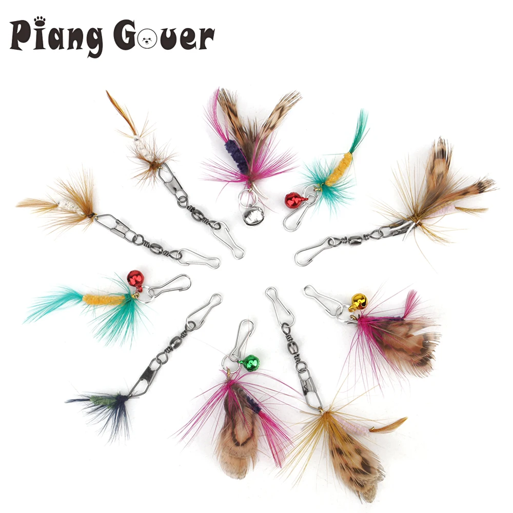 10pcs Random Color Bug Cat Toy Replacement for Funny Cat Stick Toy Feather Rod Teaser Pet Accessories