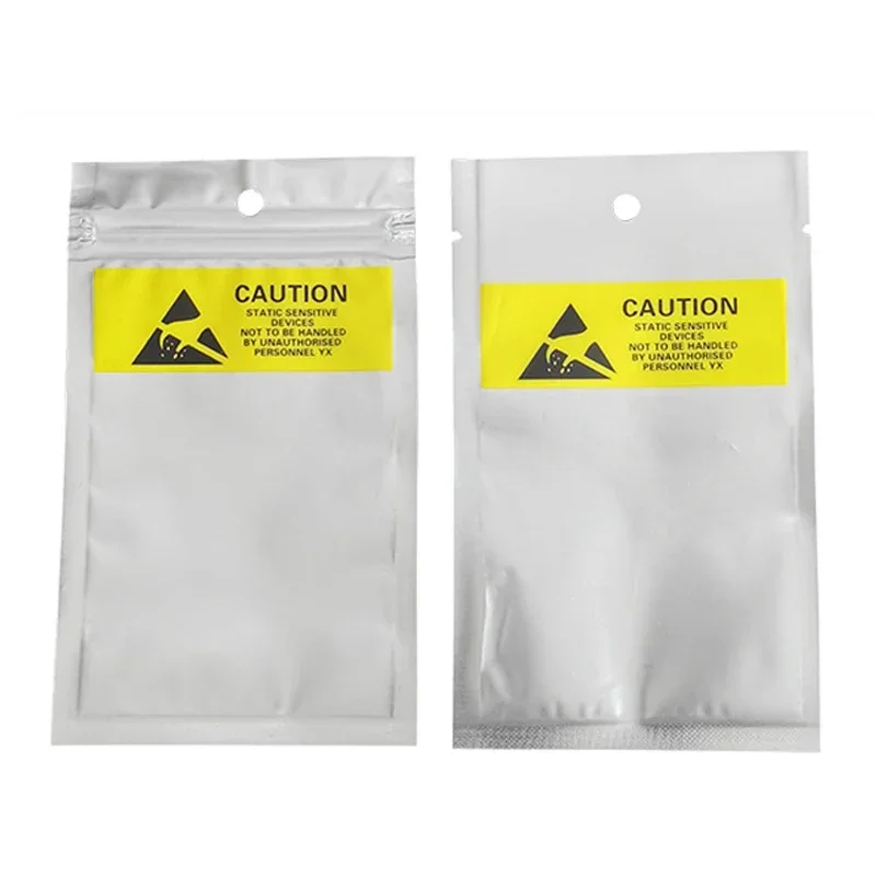 200pcs Anti-static Shielding Bags Flat Pockets ESD Packaging Electronic Accessory Chips USB Batteries Zippers Self Sealing Bags