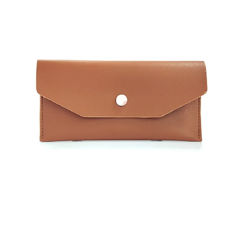 Fashion Envelope Thin Wallet PU Leather Cash Envelope Wallet Classic Brown Women Wallet Ferrule Name Card Holder Gift