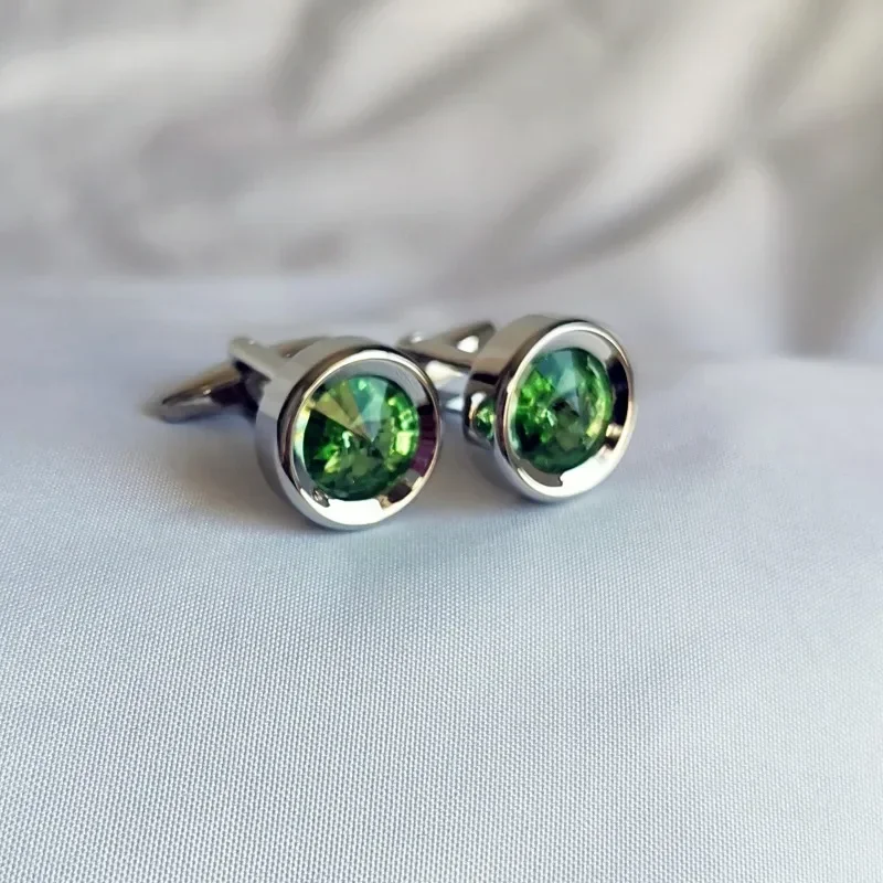 Round Multi Cut Cufflinks Men Women Crystal French Casual Simple Fashionable Formal Wedding Banquet Celebration Birthday Gift
