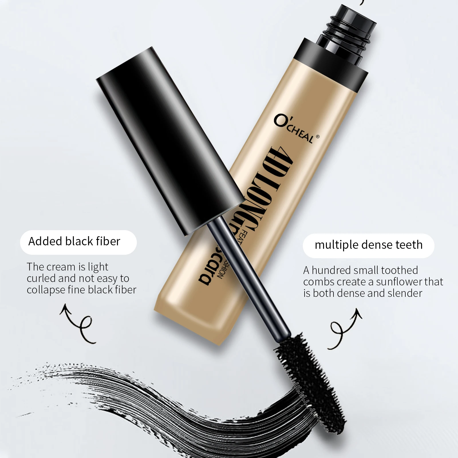 Private Label Fashion 4D Fiber Black Natural Volume Quick Dry Long Lasting Thick Curling allungamento Waterproof Makeup Mascara