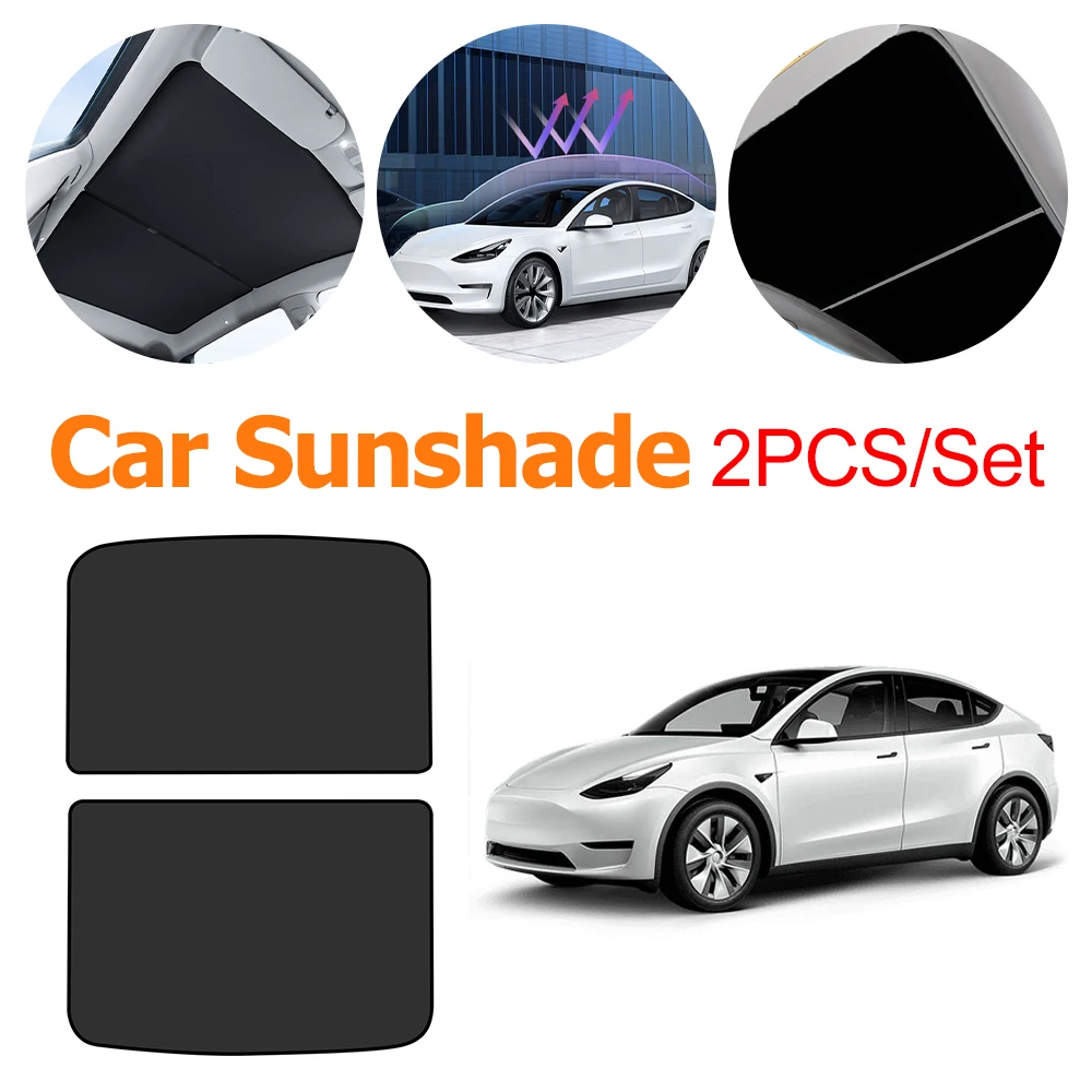 2PCS Roof Sunshade Front Rear Skylight Sunshade Front Rear Top Glass Window Roof Shade for Tesla Model 3 2024 Front Rear Sunroof