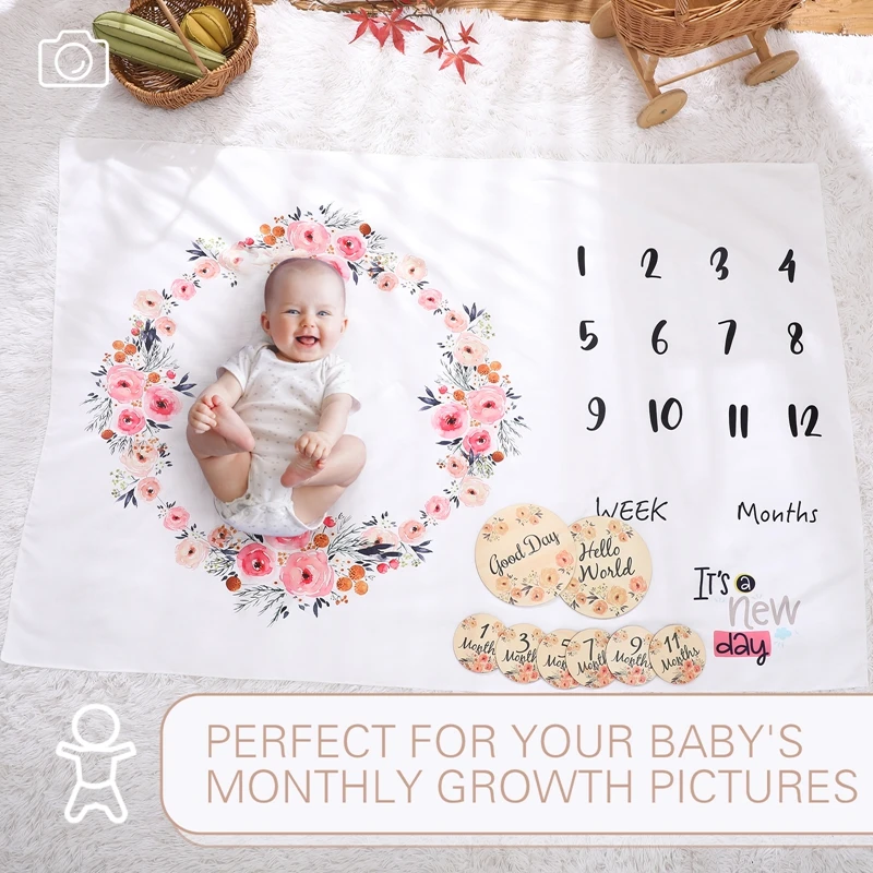 1 Set Properti Foto Tonggak Bayi Bayi Latar Belakang Selimut Ikat Kepala Setelan Latar Belakang Kain Kalender Bebe Laki-laki Perempuan Aksesori Foto