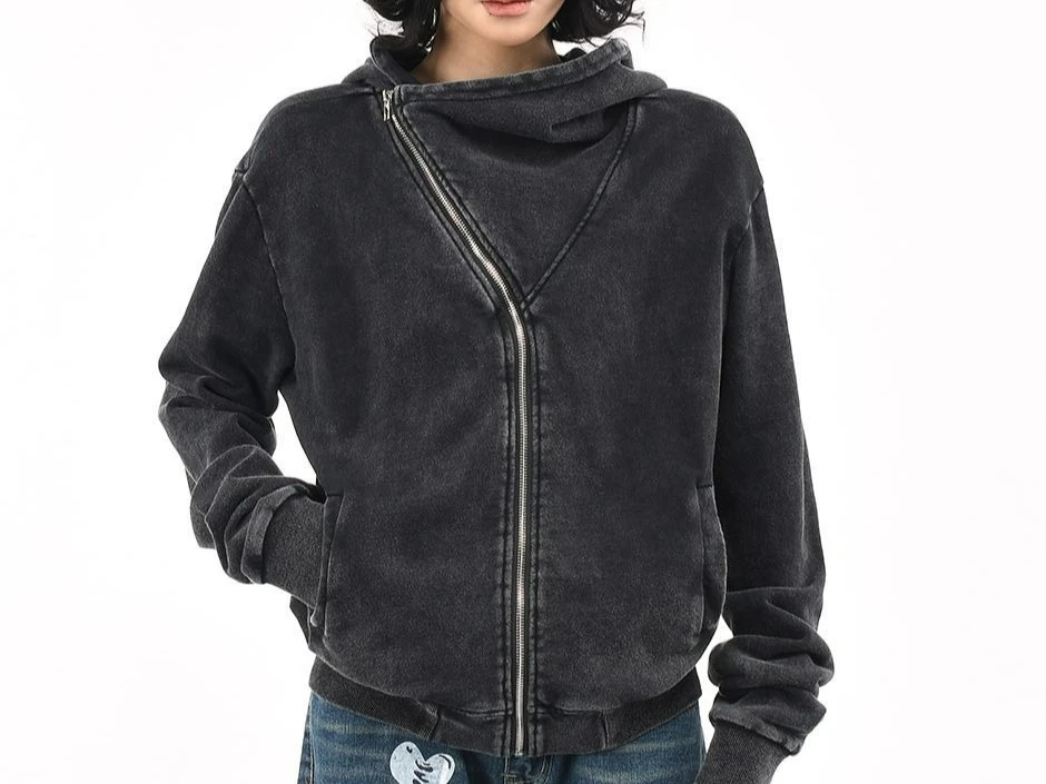 

Retro Hooded Cardigan Sweatshirt Loose Casual Street Versatile Jacket Washed in 2025 for Aging