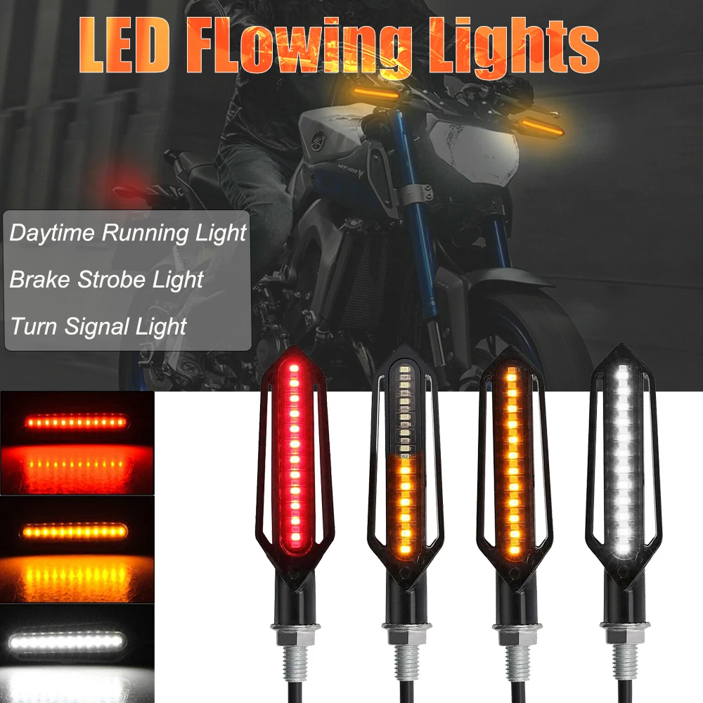 

LED Motorcycle Turn Signal Lights Motorbike Indicators Flowing Taillight Brake Light DRL Daytime Running Lamp for Yamaha fz1 fz8