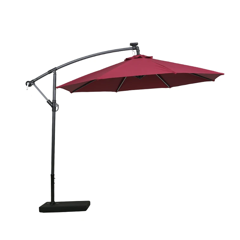Leisure Solar Umbrella With Crank And Tilt Long Rib With Tube Lights