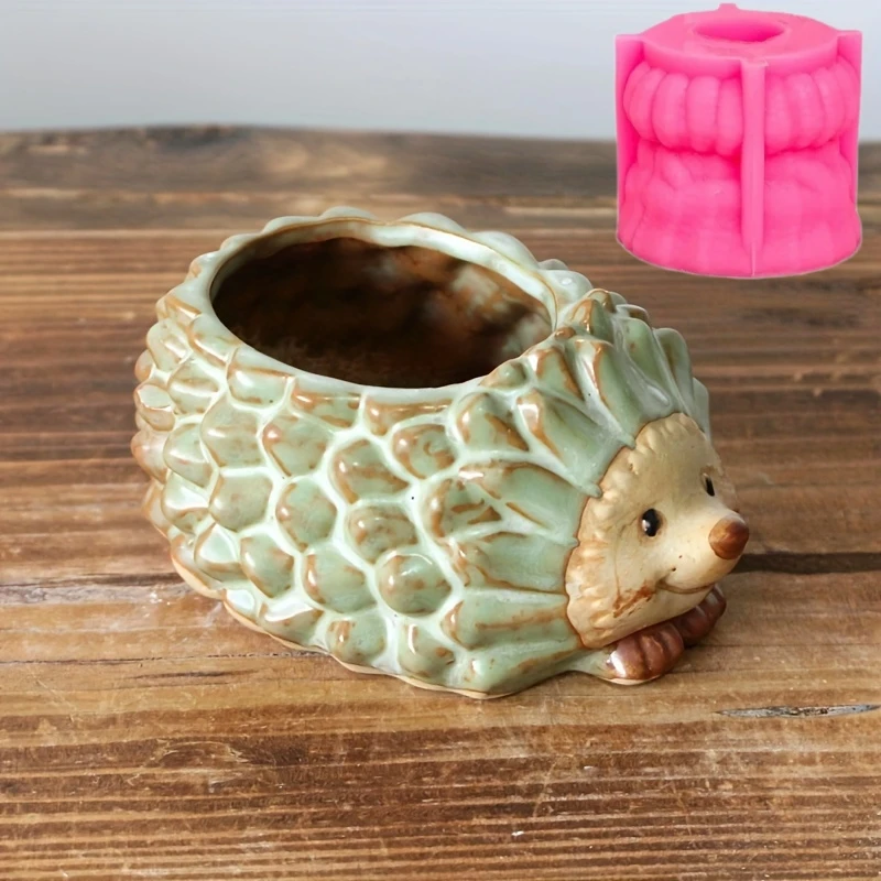 Hedgehog succulent plant flowerpot resin silicone mold cute animal owl hedgehog storage box concrete cement gypsum silicone mold