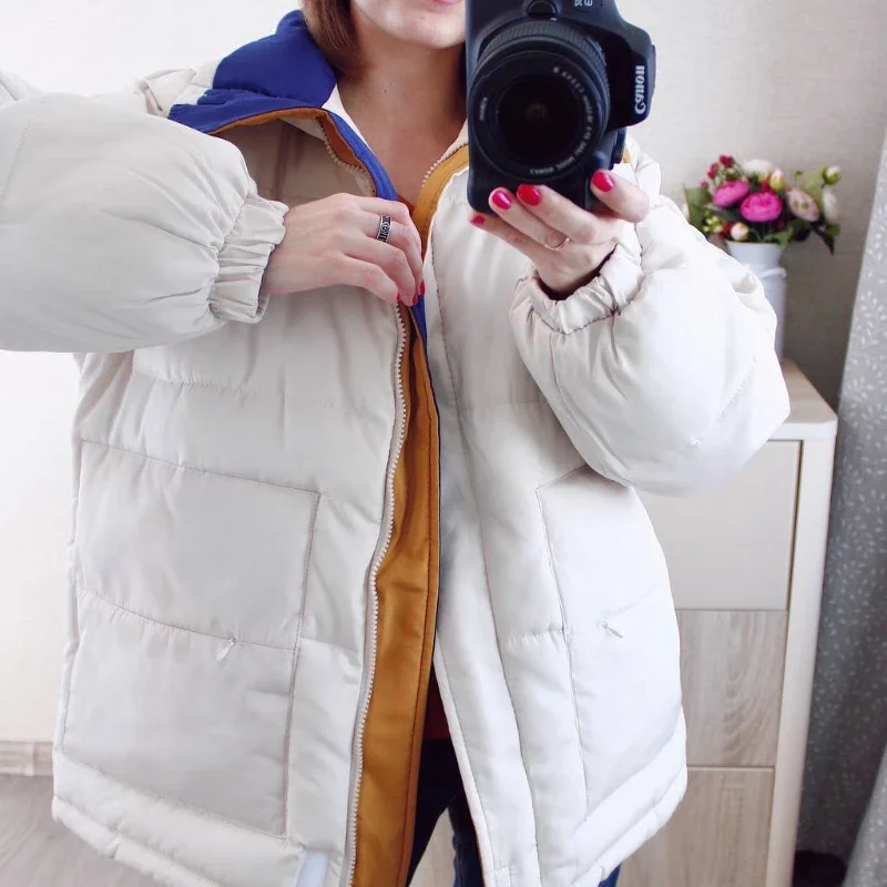 2022 New Korean Version of The Loose Hong Kong Style Student Ins Bread Jacket Thickened Cotton Jacket Winter Jacket