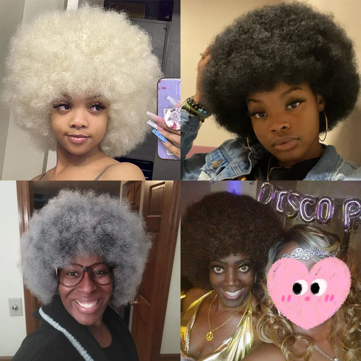 Szaro-kręcone peruki Afro krótkie perwersyjne kręcone puszyste peruki syntetyczne dla czarnych kobiet na imprezę Cosplay peruki Afro dymne Grey