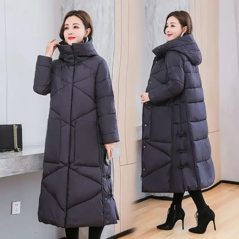 New Women Cotton Long Coat Winter Jacket Female Thick Warm Parkas Hooded Outwear Large Size Overcoat