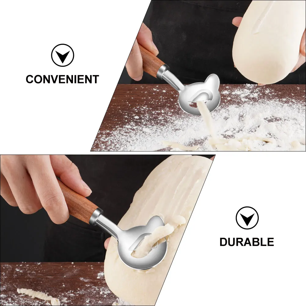 

1pc Hualemu Wood Dough Shaving Cutter Brown Kitchen Tool For Noodles Scraping Creative Dough Chopper Home Restaurant Use