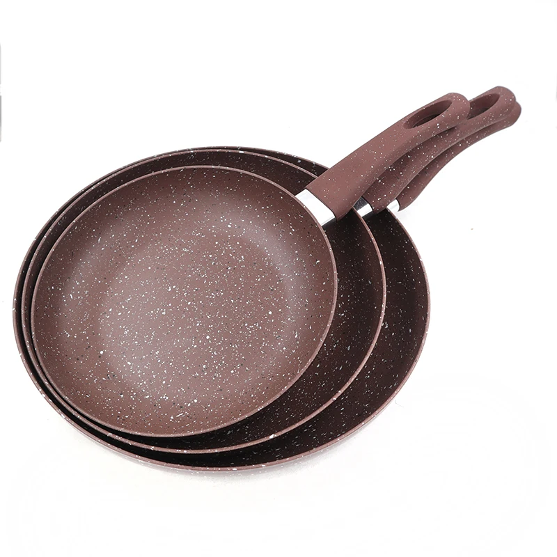 

Master Star 2023 Non-Stick Fry Pan 20/24/28cm Set Brown Color Frying Pan Granite Coating Pan Beaf Skillet Gas Cooker Daily Use
