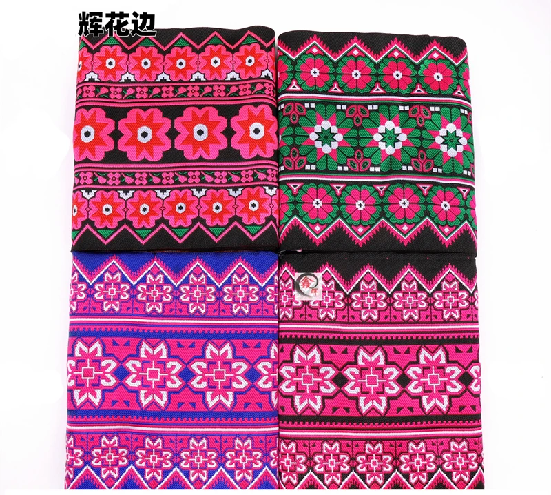 Mixed Style 20CMX6Metera Hmong Embroidery Lace Polyester Woven Jacquare Ribbon Fabric DIY Skirt Belt Clothes Sewing Accessories