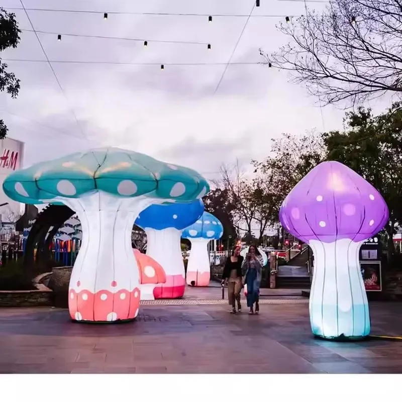 Giant Inflatable Mushroom With Led Lights Party Supply Led Flowers Decoration For Alice In Wonderland Themed Activities