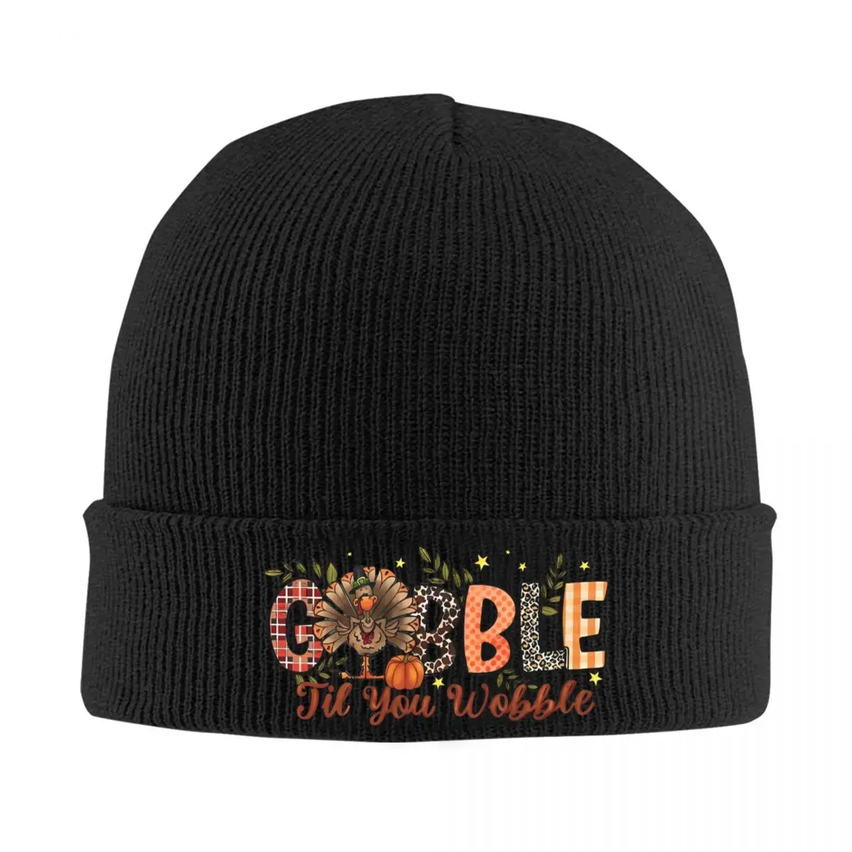 Gobble Gobble Til You Wobble Thanksgiving Turkey Fun Day Fall Season Beanie Hats Bonnet Hats Men Women Knit Hat Autumn Warm Caps