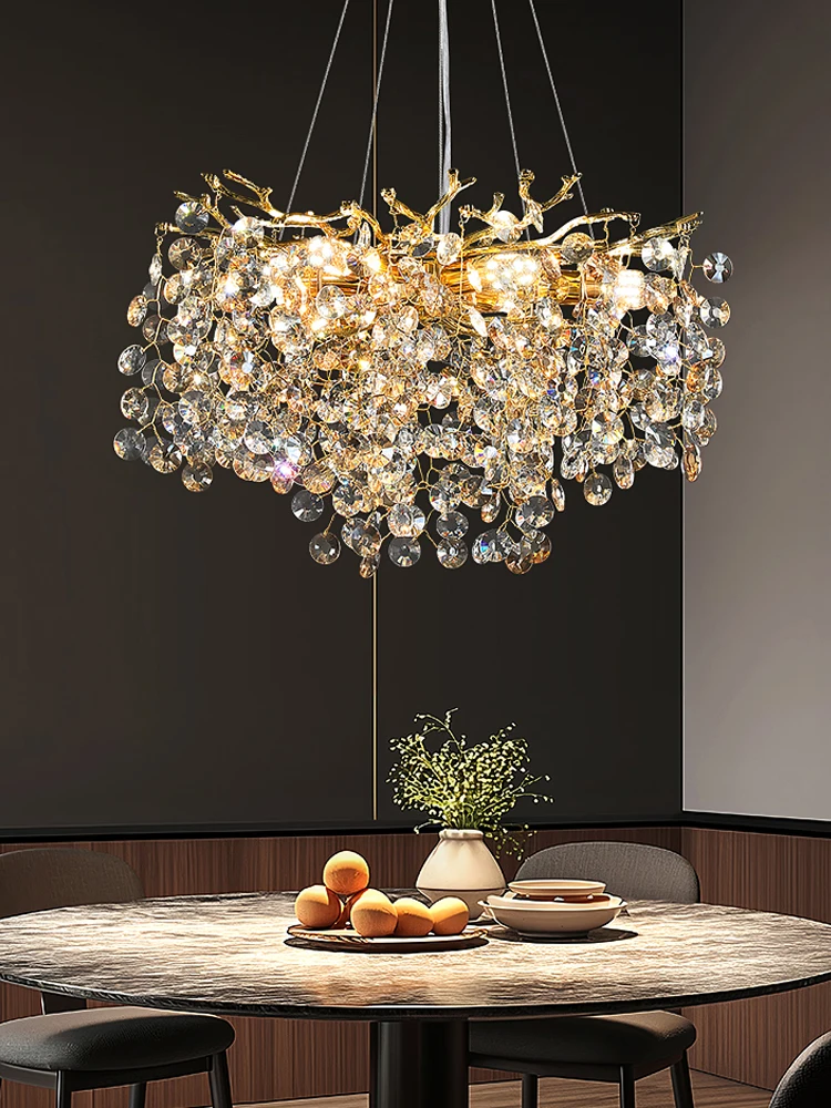 

LED Modern Luxury Crystal Chandelier Hanging Restaurant Ceiling Light Bedroom And Living Room Home Decoration Pendant Light