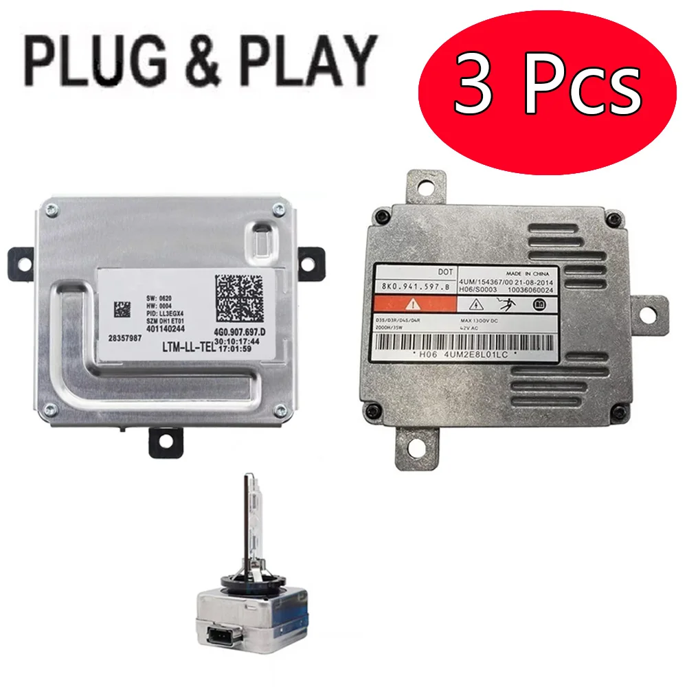 4G0907697D For VW Audi Q3 Q5 A3 A4 A5 A6 A8 Xenon Ballast Module 8K0.941.597.B with D3s Bulb New