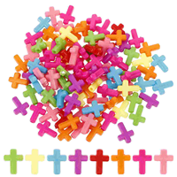 100 Pcs Chunky Beads Random Color Chakra Cross for Jewelry Making Wood Pendants Manual Charm Acrylic