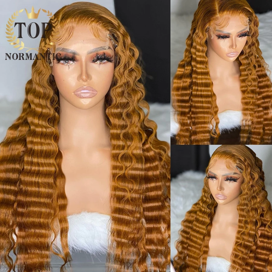 Topnormantic Brown Color 13x6 Lace Front Wigs for Women Remy Brazilian Human Hair Deep Wave Wig Preplucked Hairline