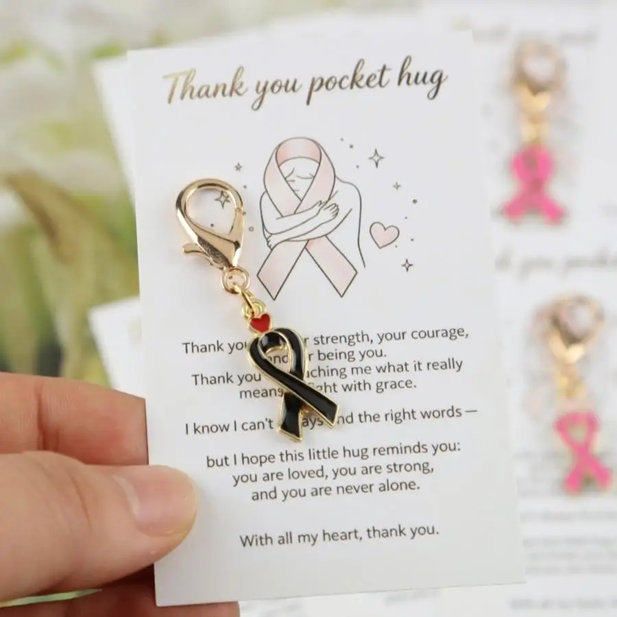 1/5/10/20/50/100pcs 2D Flat, s 2D Breast Cancer Prevention Series Ribbon Keychain Set, Includes 