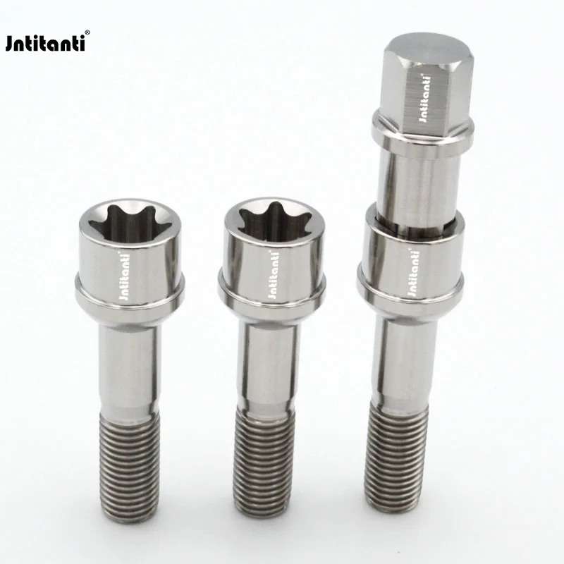 Jntitanti ball seat Gr.5 titanium anti-theft wheel hub bolt titanium bolts with one key M14*1.5*45/55mm for Mercedes- Benz