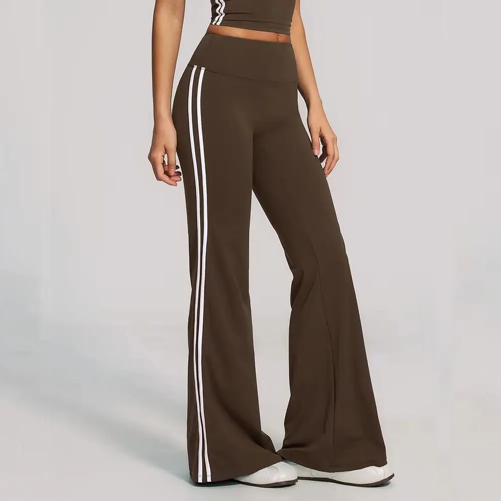 Striped Yoga Pants Flare Leggings Women High Waist Wide Leg Pants Gym Bell-bottoms Fitness Sports Flared Pants Dance Trousers