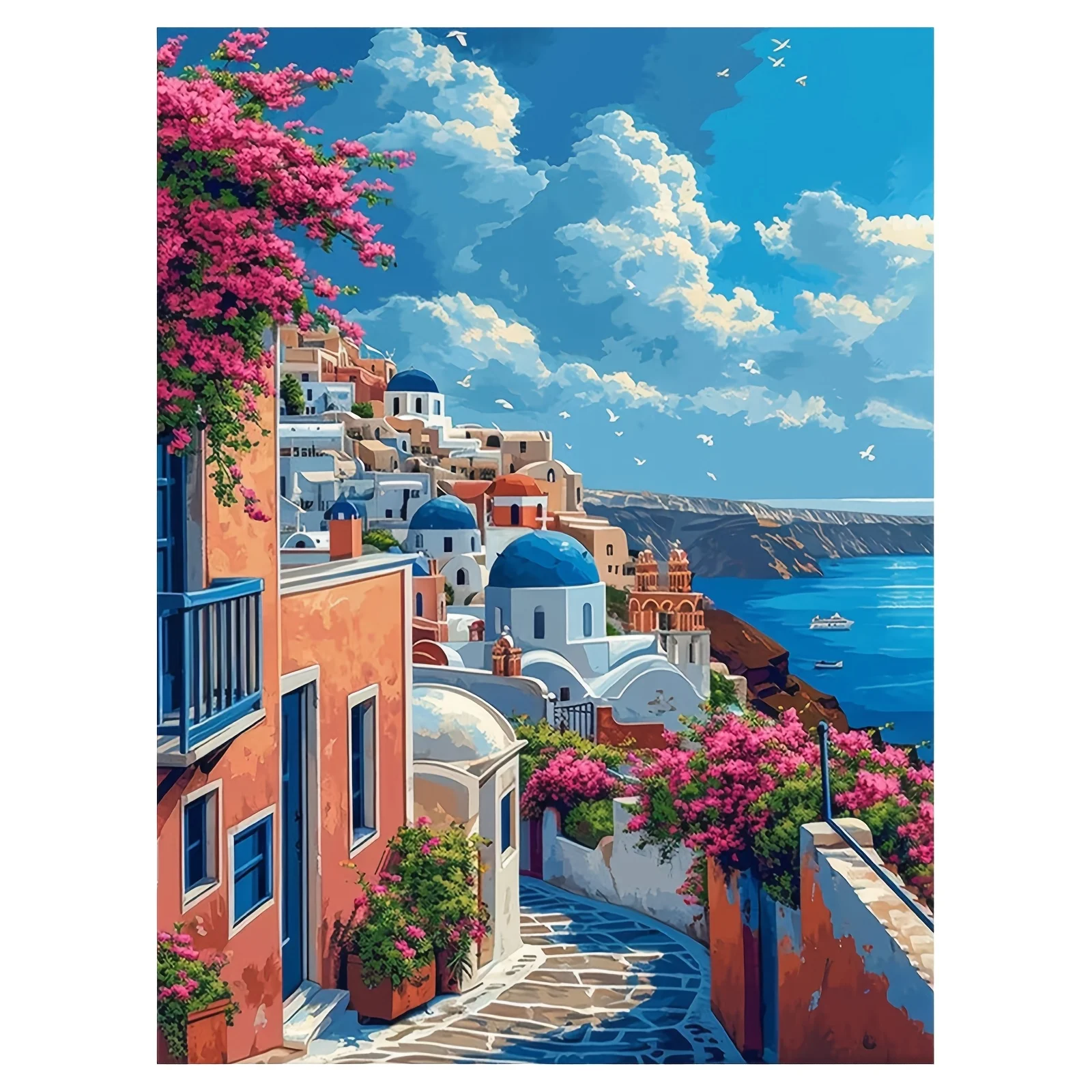 قطعة واحدة من فن الحائط الملون الساحلي للمدينة، طباعة قماشية على شاطئ البحر، فن تزيين الحائط، ديكور المنزل، ديكور العطلة، هدية مثالية