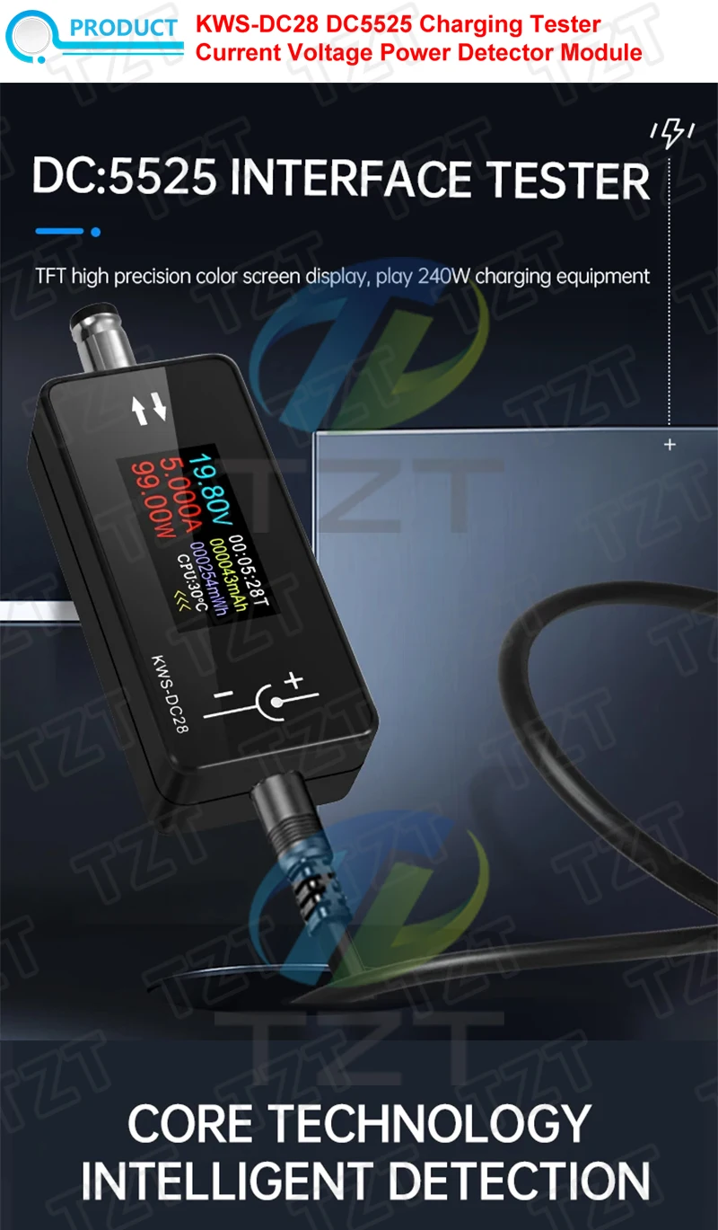 KWS-DC28 0,96 Zoll TFT HD Digitalanzeige DC-Spannungsmesser Leistungsmesser Handy-Ladetester Detektor Elektrikerwerkzeug – Detail 1