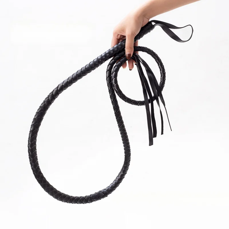 

1Pc 190cm Riding Crops Horse Whip Faux Leather PU and Long Snake Whip Teaching Training Tool