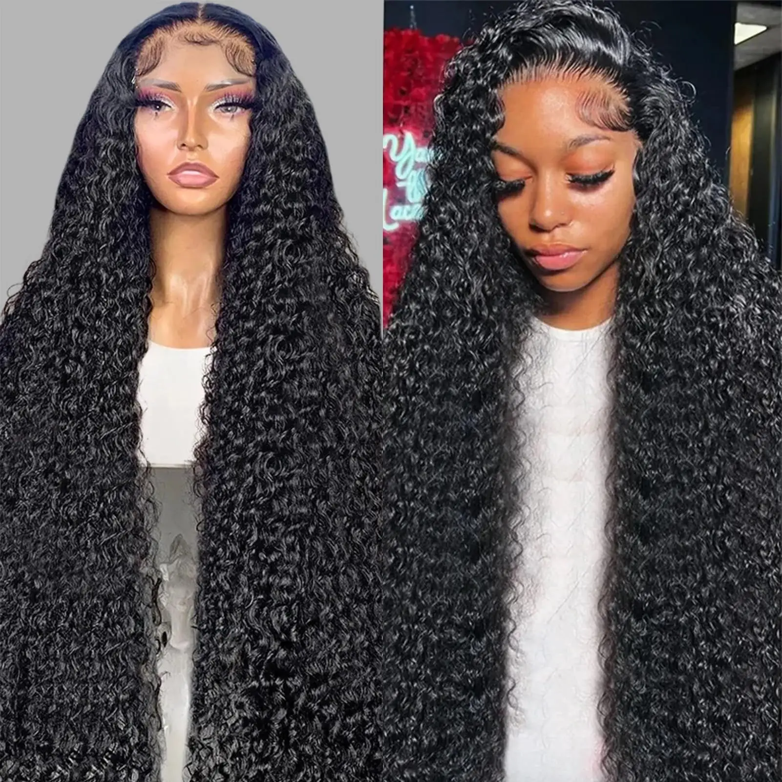 

HAIRTIME Ready Go безклеевые парики, человеческие волосы, предварительно срезанные 4x4, парик с глубокими/водными вьющимися волнистыми волосами