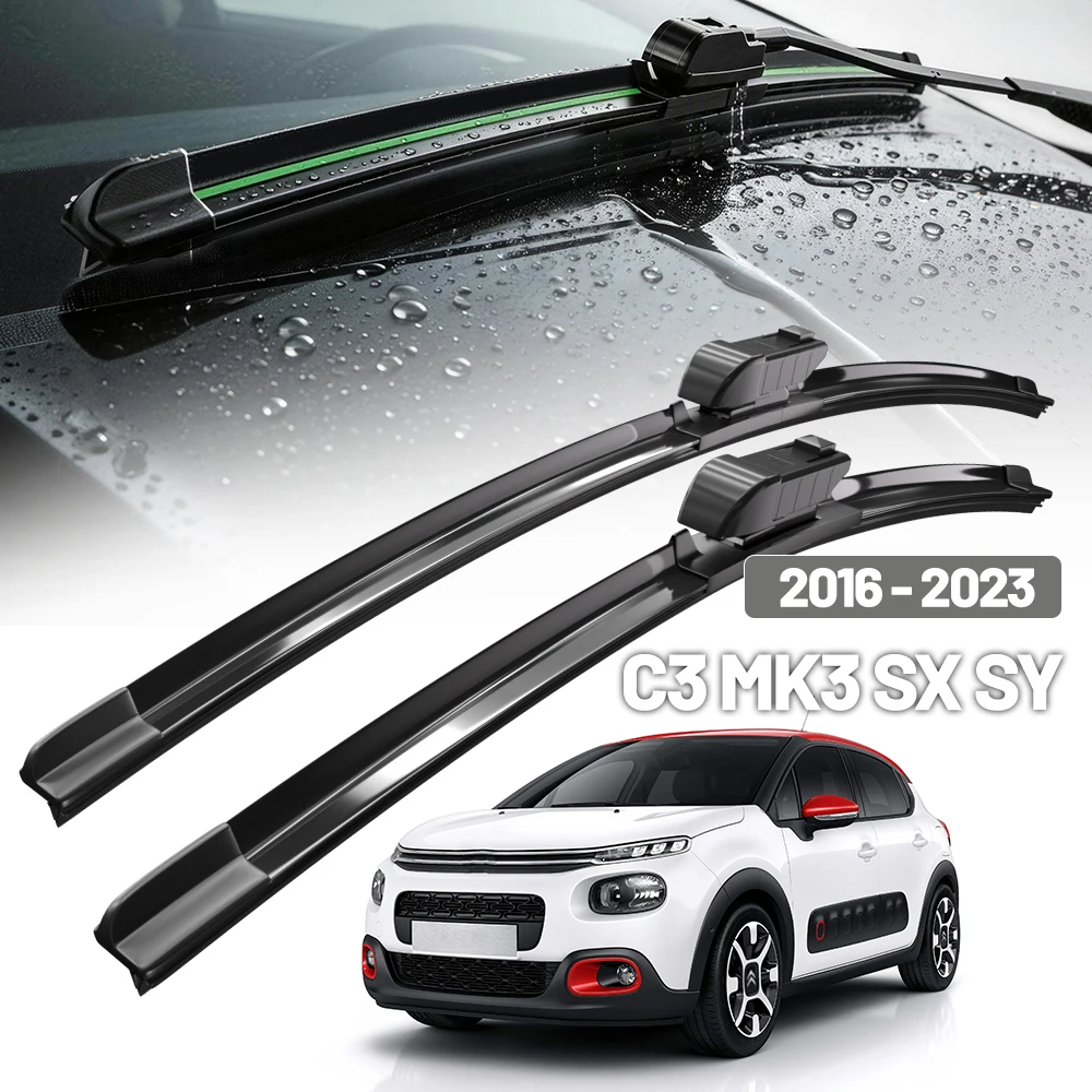 Frontscheibenwischerblätter für Citroen C3 MK3 SX SY 2016–2023, Windschutzscheibe, Autozubehör, 2017, 2018, 2019, 2020, 2021, 26 Zoll, 16 Zoll