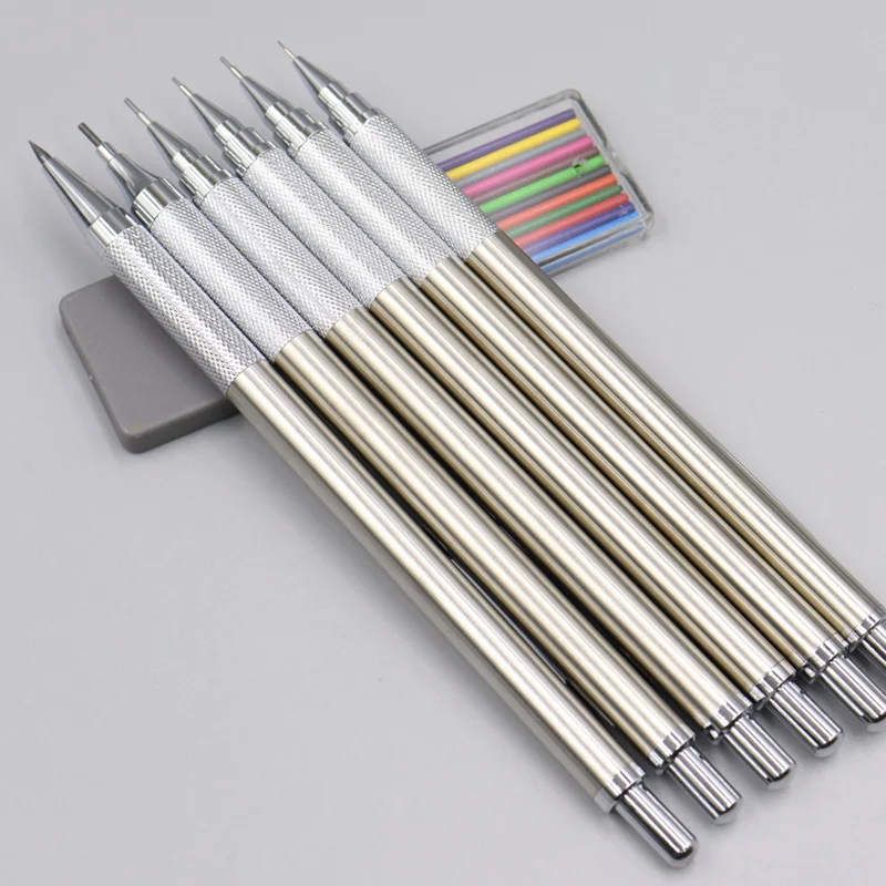 

Stainless Steel Mechanical Pencil High Quality 2B HB Black Pencil Writing Drawing Design for Students