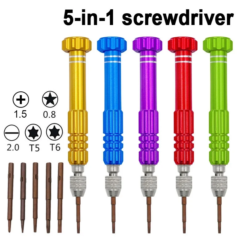 5 In 1 Magnetic Screwdriver Set Aluminum alloy Disassembly Key Screw driver For DIY Mobile Iphone Repair Samsung Sony Hand Tools