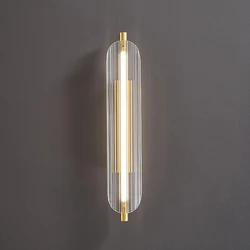 Modern Clear Glass Wall Light Brass Gold For Living Room Bedroom Aisle Restaurant Sconce Copper Gold  New Style
