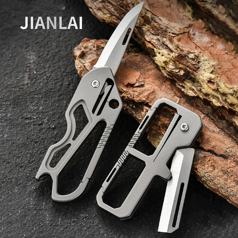 

NEW Titanium Alloy Portable Keychain Folding Knife EDC Outdoor Camping Self-defense Keychain Knife High Hardness D2 Blade