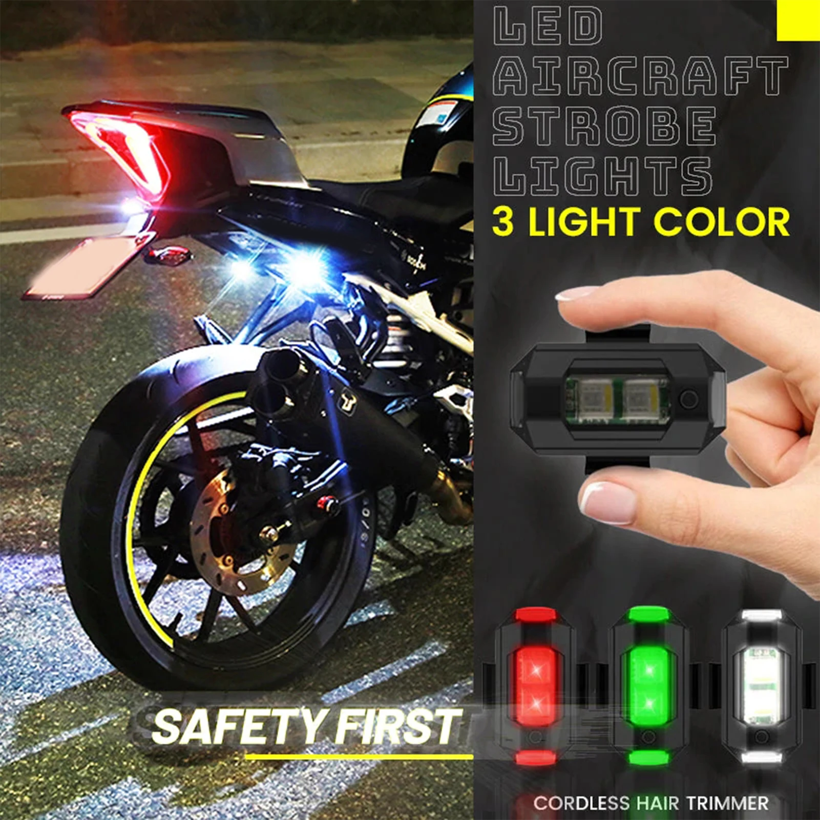 Wireless Flashing Navigation Lights Red Green And White 3Colors For Yacht Electric Car Bike LED Aircraft Strobe Light Decor Tool