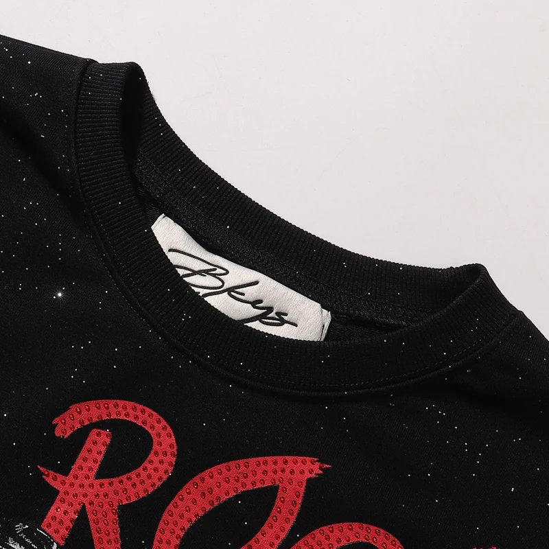 2026ss Rhinestone Print T-shirts High Street Shinning Bling Diamond Casual Hip Hop Women Men Short Sleeve Tee Tops