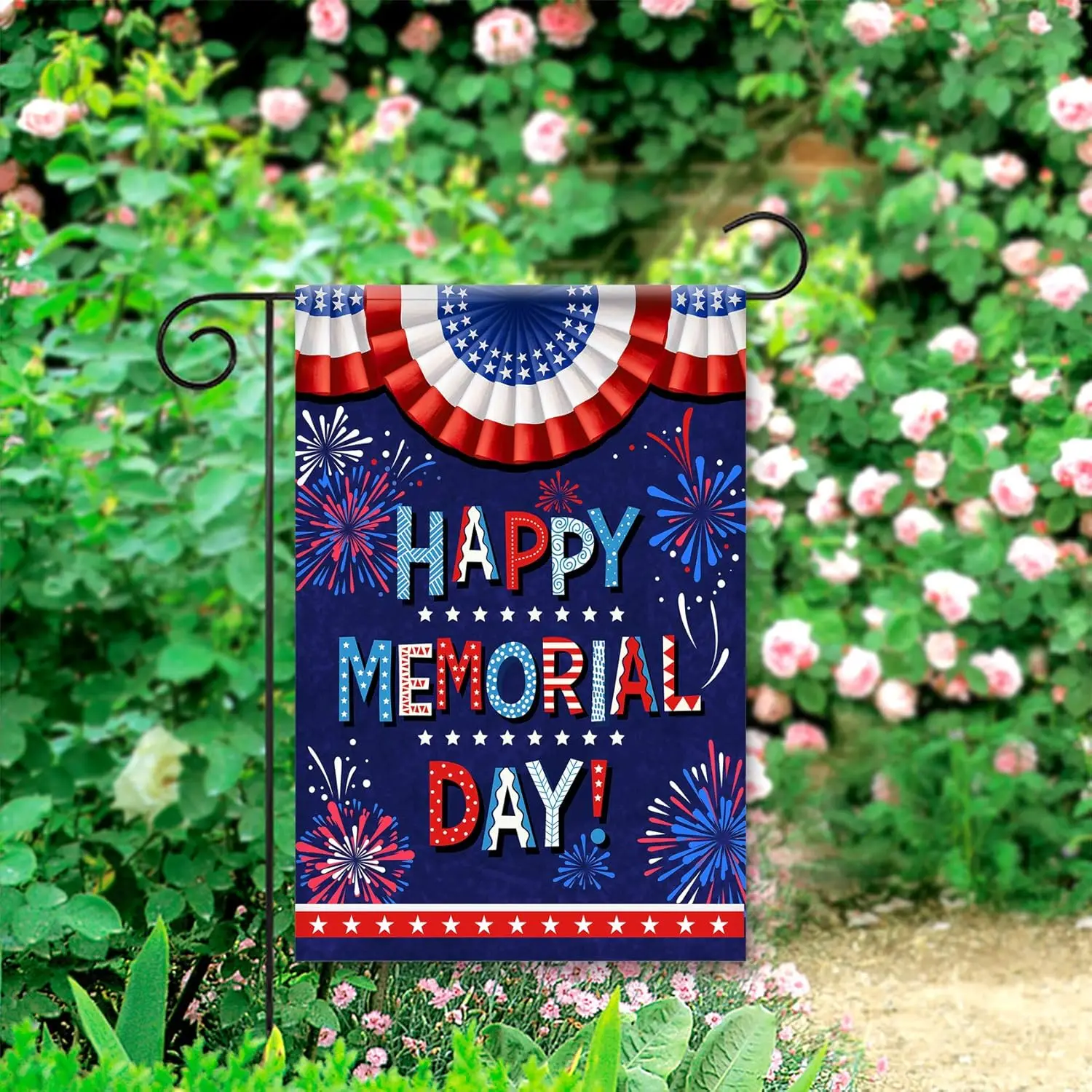 Morigins 4th of July Memorial Day Independence Day Patriotic Soldier Garden Flag 12.5 x 18 inch WWP zzo