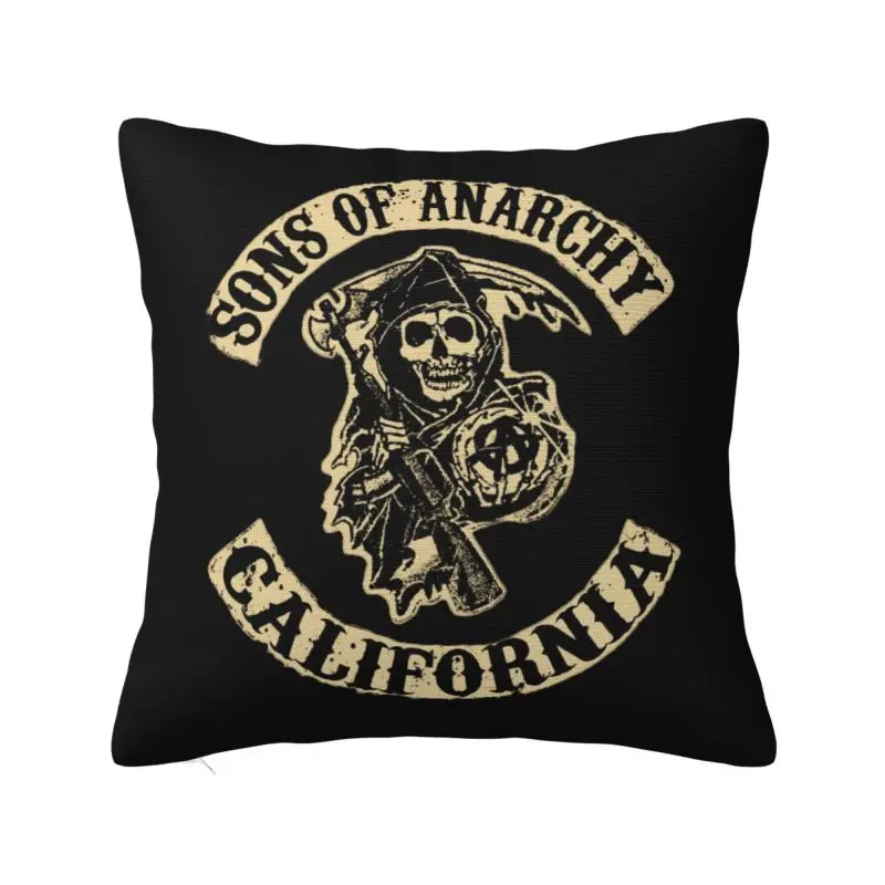 

Sons Of Anarchy Throw Pillow Case 45*45cm for Living Room The Death Reaper Cushion Cover Velvet Polyester Pillowcase