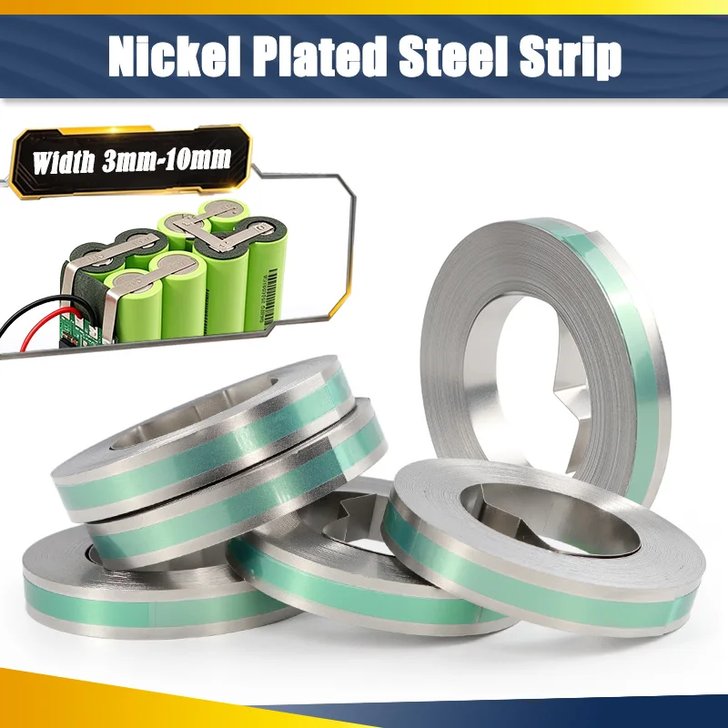10m/Roll 18650 Li-ion Battery Nickel Plated Strip Connector 0.1mm 0.12mm 0.15mm 0.2mm Battery Connector Spot Welder Steel Belt