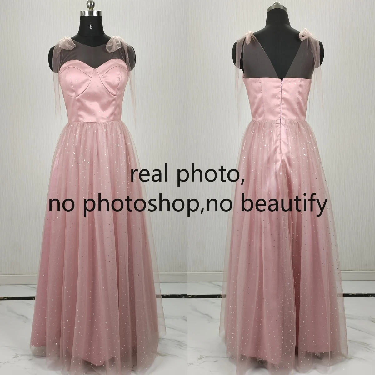 Sequins Luxurious Evening Dress Sleeveless Zipper Back A-Line O-Neck Pleat Floor-Length Tulle New Woman Formal Party Gowns A1586