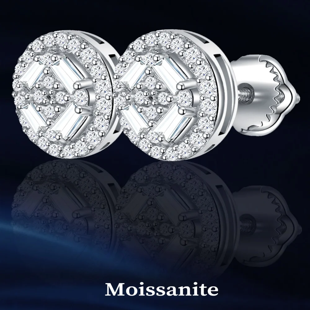 Female Luxury Moissanite Stud Earrings 925 Sterling Silver Round Earrings Vintage Wedding Earrings for Women